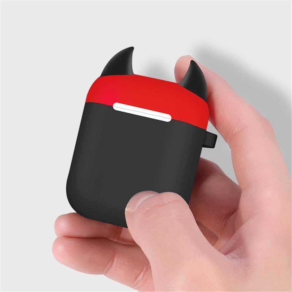Силиконовый Bluetooth беспроводной Чехол для наушников Apple Airpods Маленький Дьявол