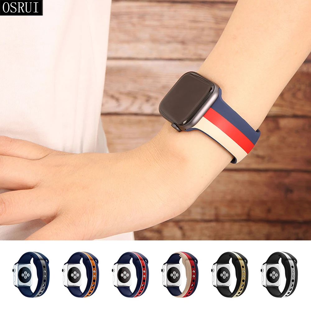 Ремешок для Apple Watch Band 42 мм 38 correa iwatch 44 40 4 3 2 спортивный силиконовый браслет pulseira apple