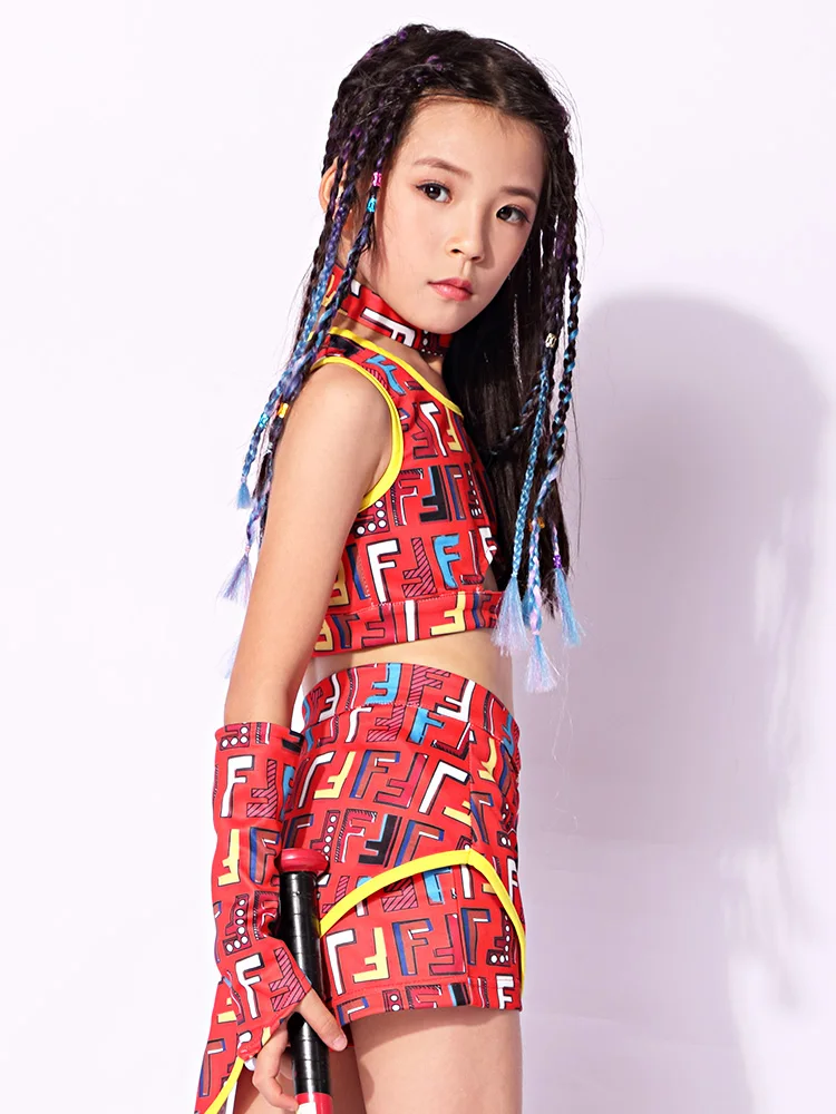 Новая танцевальная одежда для девочек Одежда танцев хип-хоп уличные