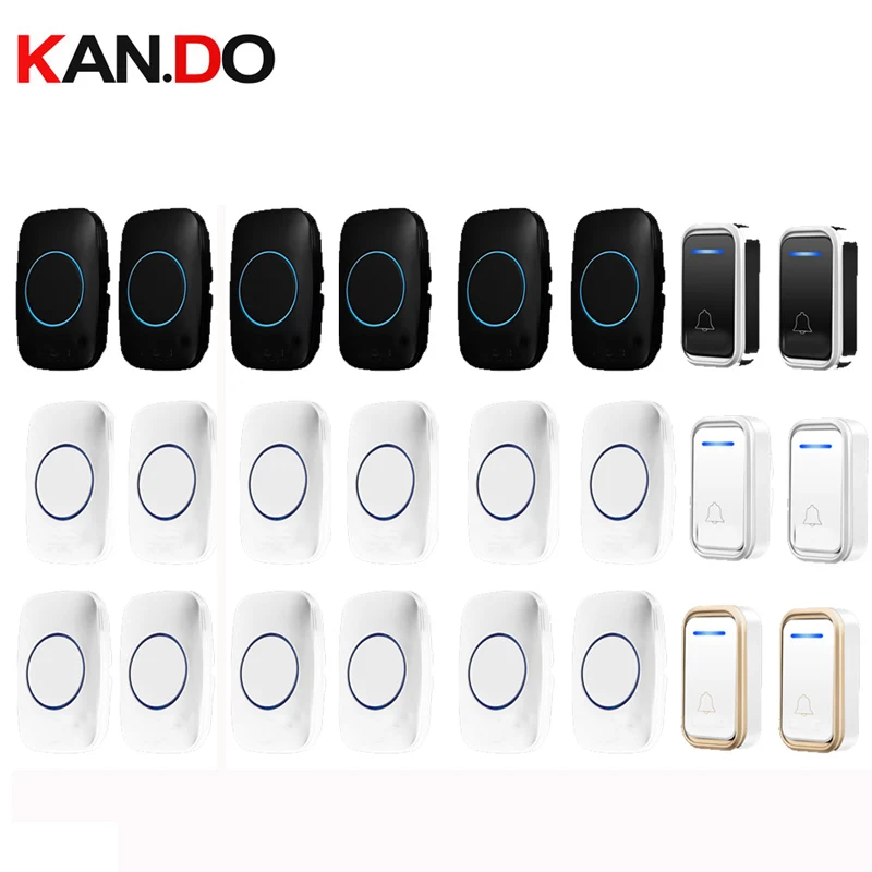 Cordless Bell Kits With 2 Emitter + 6 Receivers Wireless Doorbell By 110-220V Door Ring Nursing Call Emergency SOS Button