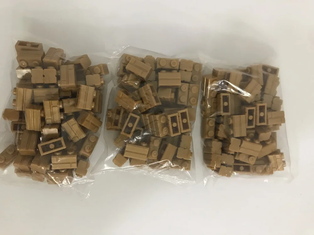 Строительные блоки MOC Wall основные детали 1x2 городской дом темное золото 50 шт.