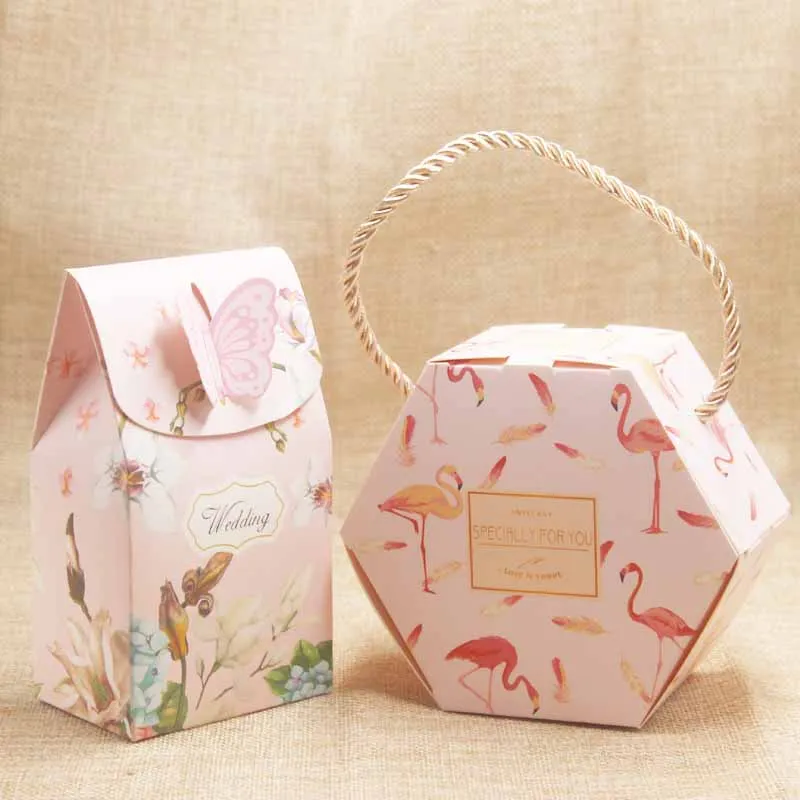 Новый стиль diy 10 шт Розовый фламинго конфетная сумка коробка для украшения стола