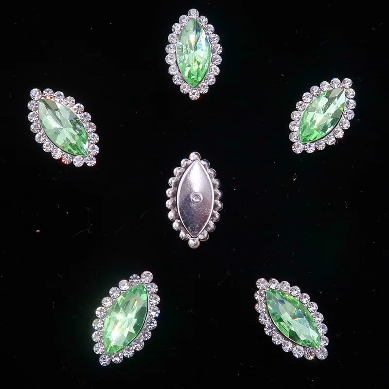 A9 Peridot 4*8 мм 7*15 мм стеклянный кристалл со стразами в серебряном когтях настройки маркиза огранка маркиза пришить на свадьбное платье со стразами diy - Цвет: A9 Peridot