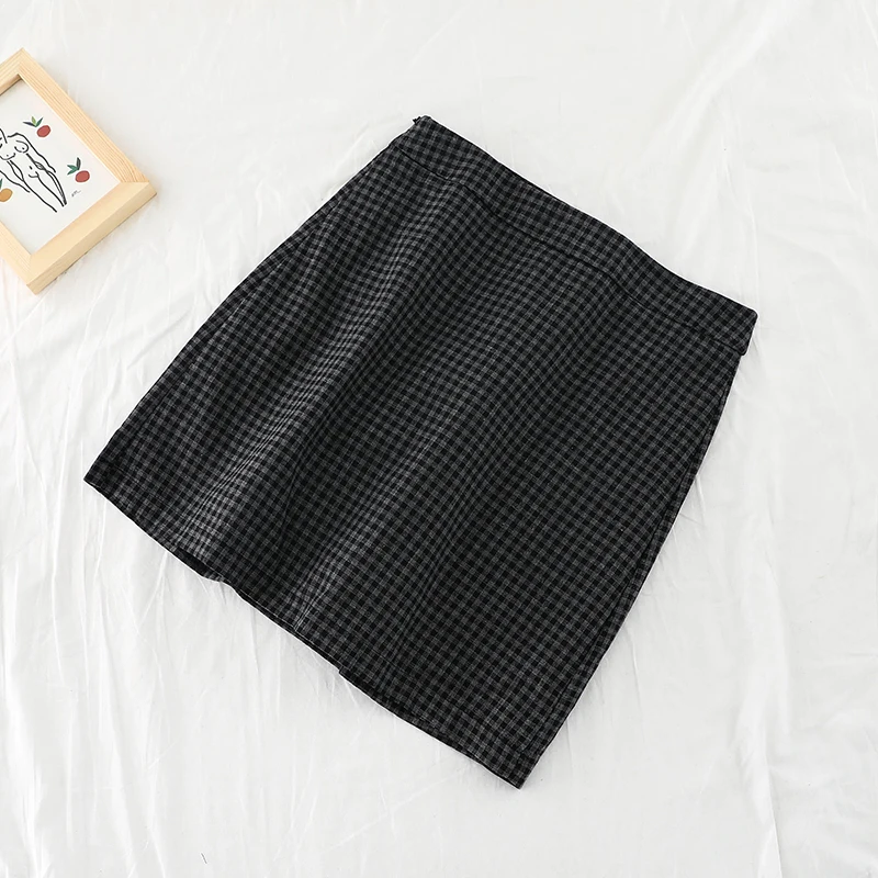 2019 new fashion women's two piece set Retro Plaid Bandage Shirt+ High Waist Pack Hip Pants Skirt Two Piece | Женская одежда