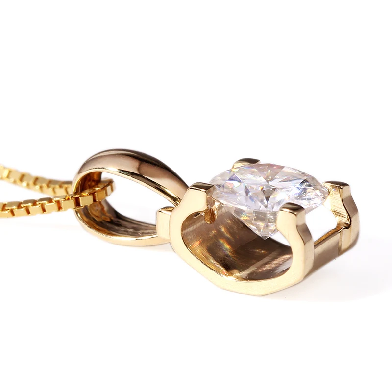 DovEggs Подлинная 18K 750 желтое золото 1 карат F цвет Moissanite горка кулон ожерелье для