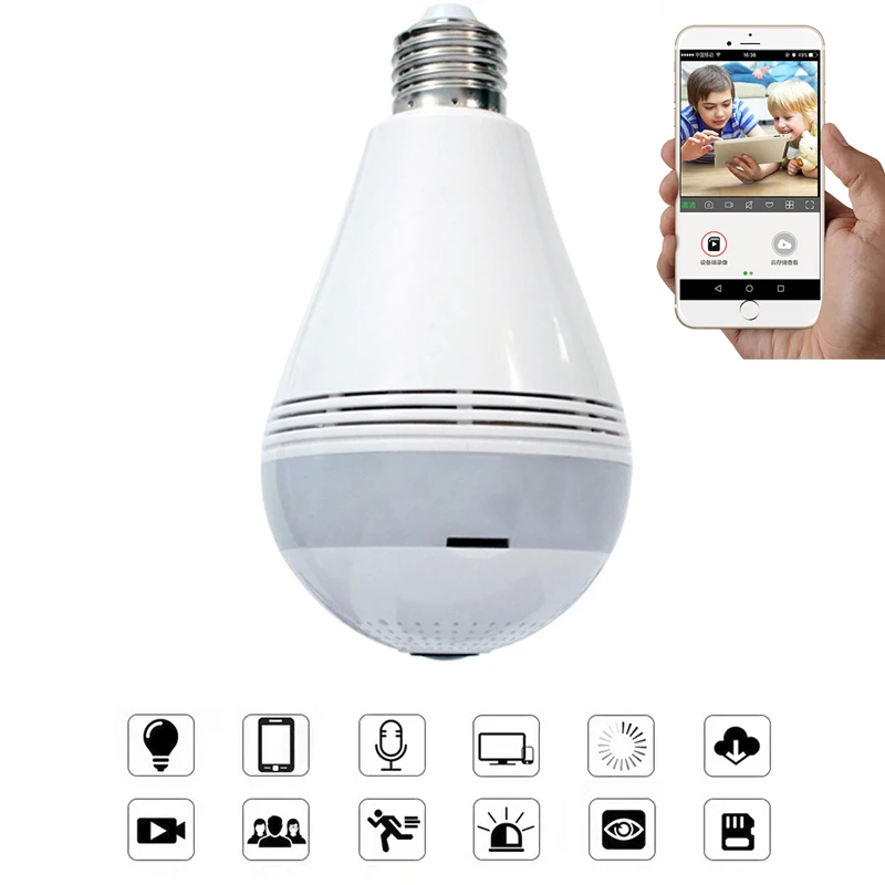 Панорамная Беспроводная ip камера с углом обзора 360 градусов светодиодный HD 3