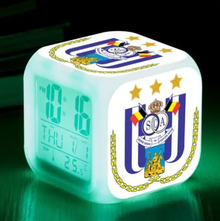 Футбольный клуб печать будильник APOEL FC цифровой светодиодный Будильник reveil enfant дети сенсорный освещение часы стол reloj despertador - Цвет: Золотой