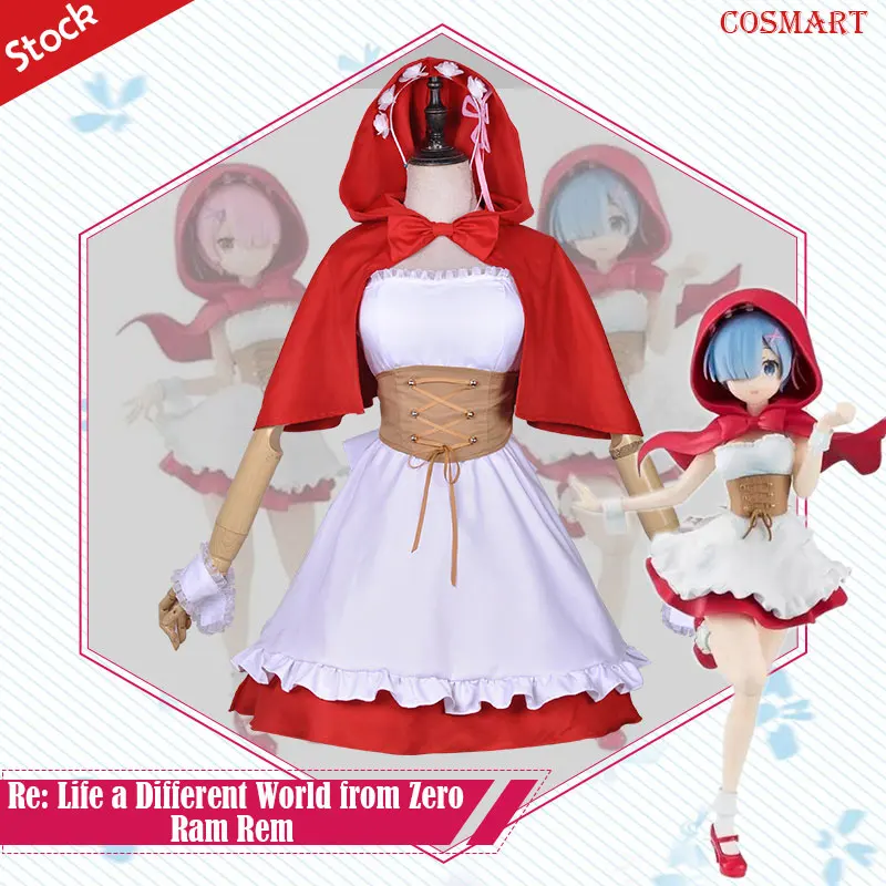 

[Stock] аниме Re: Life a Different World from Zero Ram Rem маленький красный капот для езды на Хэллоуин Косплей Костюм для женщин Новинка
