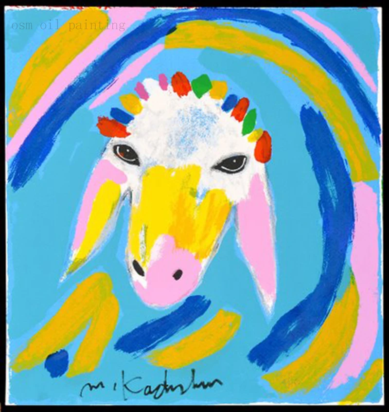 

High Skill Hand Painted Reproduction Top Artist Modern Abstract Animal Oil Painting on Canvas Handmade Wall Artwork Sheep Head