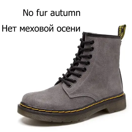 gray No Plush Мужские ботинки ботильоны из коровьей замши Зимняя обувь мужская противоскользящая прокалывающая защитная обувь Большие размеры 35-46, унисекс - Цвет: gray No Plush