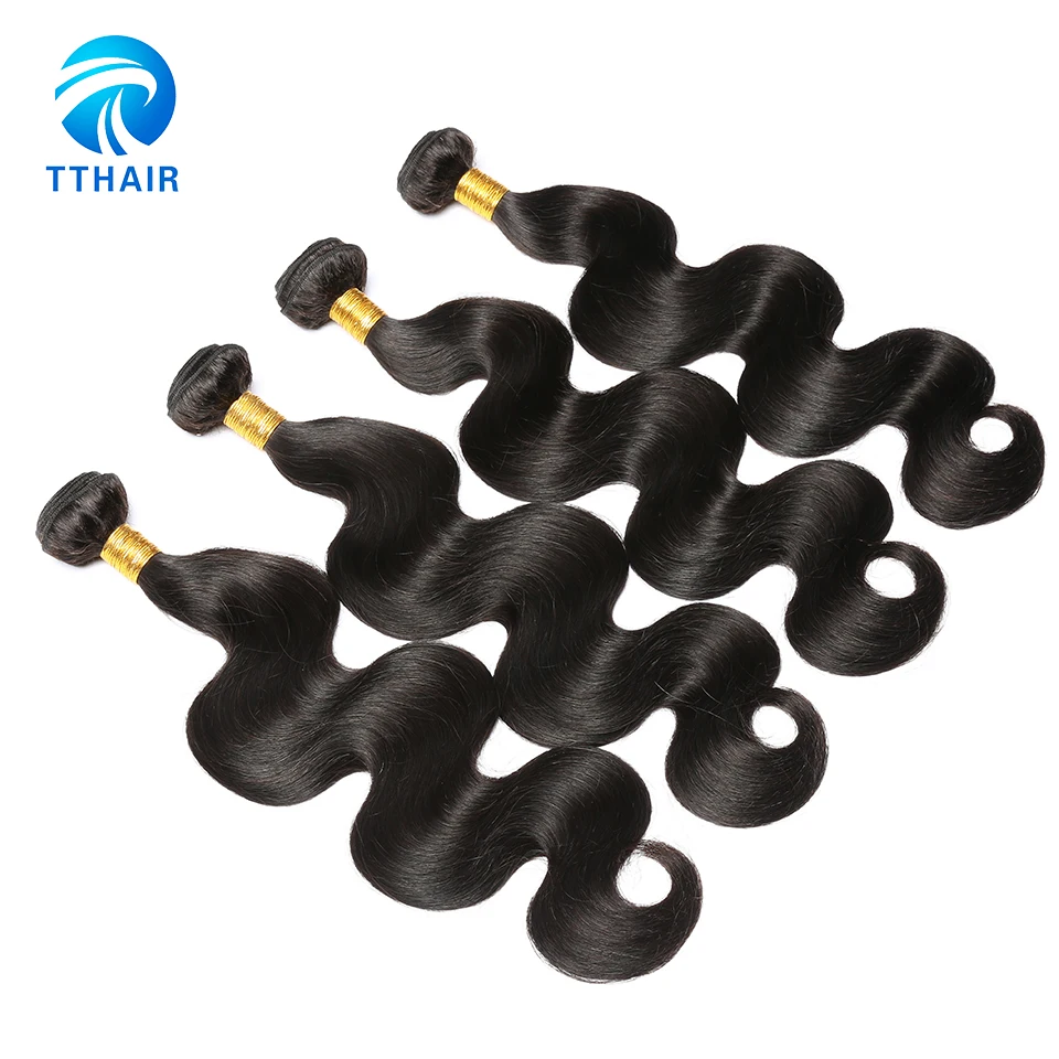 TTHAIR объемные волнистые пучки бразильских локонов плетение пучки Remy человеческие волосы натуральный черный цвет наращивание волос