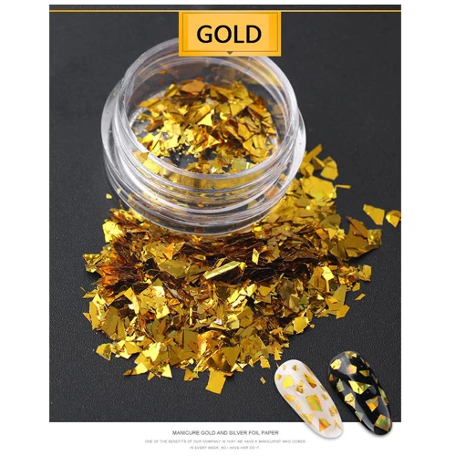goldchip 3D художественные талисманы для ногтей, золото, серебро, фольга для маникюра, переводная лазерная наклейка, украшение для ногтей, сделай сам, принадлежности для ногтей для профессионалов - Цвет: goldchip