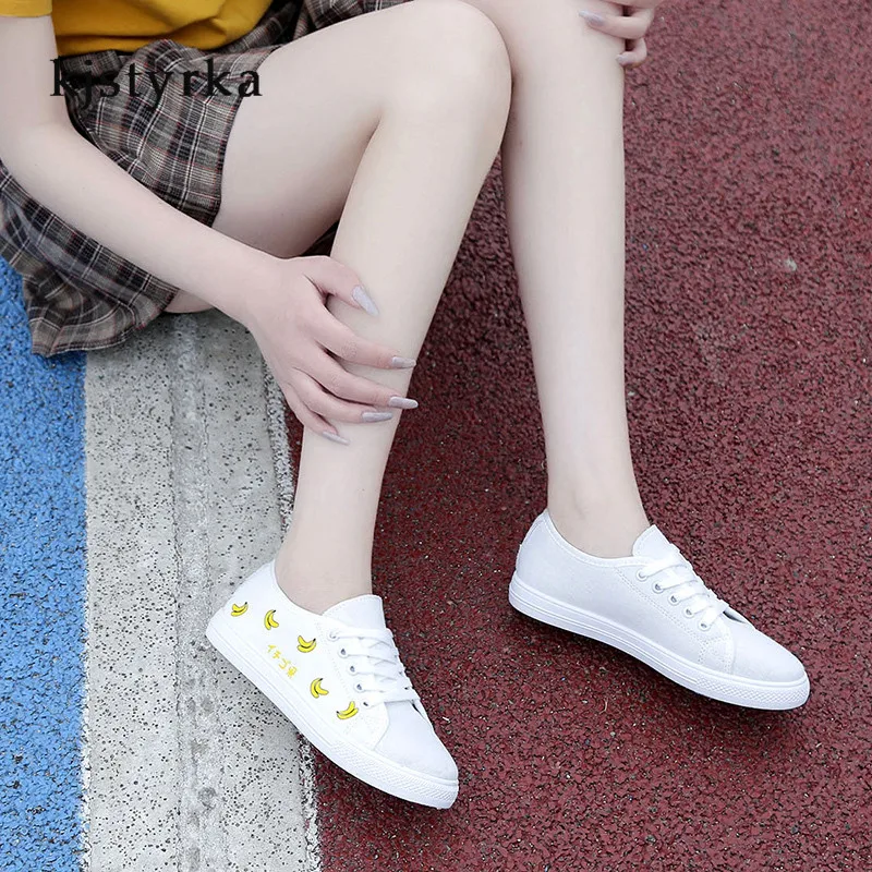 2019 sapato feminino студенческий белый фруктовый дизайн удобные низкие женские