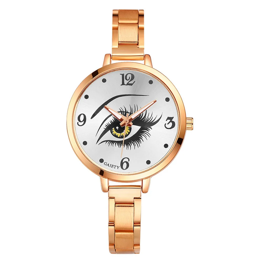 Женские золотые часы с узором глаз модные большим циферблатом и браслетом