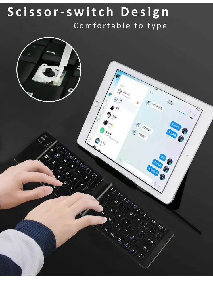 BEESCLOVER портативная тонкая складная клавиатура Bluetooth складная беспроводная клавиатура BT для IOS/Android/Windows