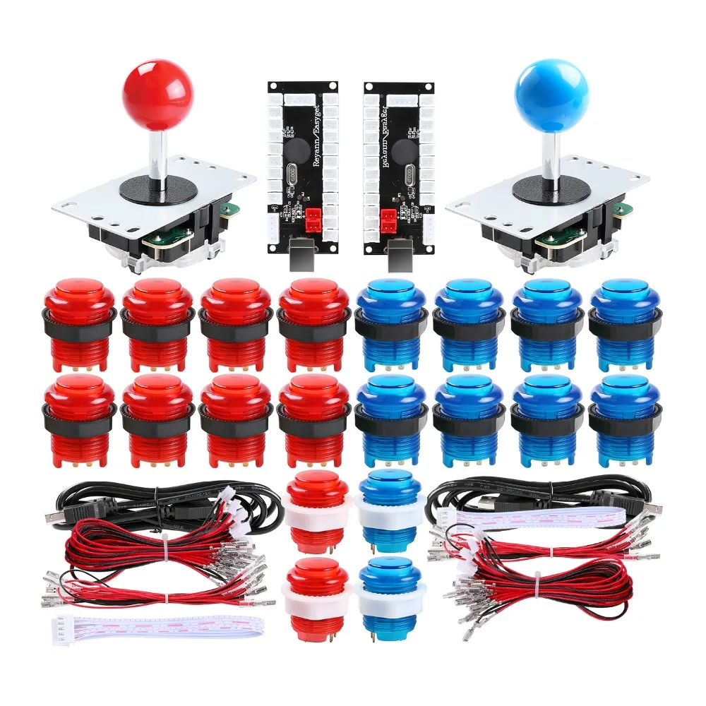 2-игровой светодиодный аркадный набор сделай сам для игр USB MAME и ПК Raspberry Pi / 2X