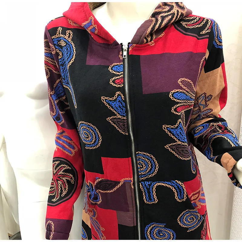 Зимняя куртка с капюшоном размера плюс 5XL, женский кардиган в винтажном стиле из хлопка и льна, утепленные кардиганы с принтом, женское осеннее пальто