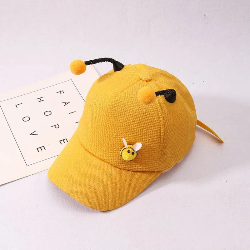 yellow Весенняя детская бейсбольная шапка для маленьких мальчиков и девочек 3D Маленькая Пчелка Регулируемый задник кепки Дети хип хоп солнцезащитная Кепка - Цвет: yellow