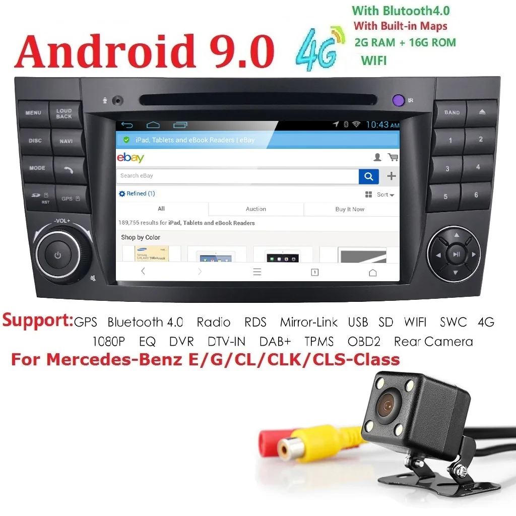 Android 9,0 " автомобильный мультимедийный плеер для Mercedes-Benz W211 G ClS Bluetooth wifi 4G Управление рулем