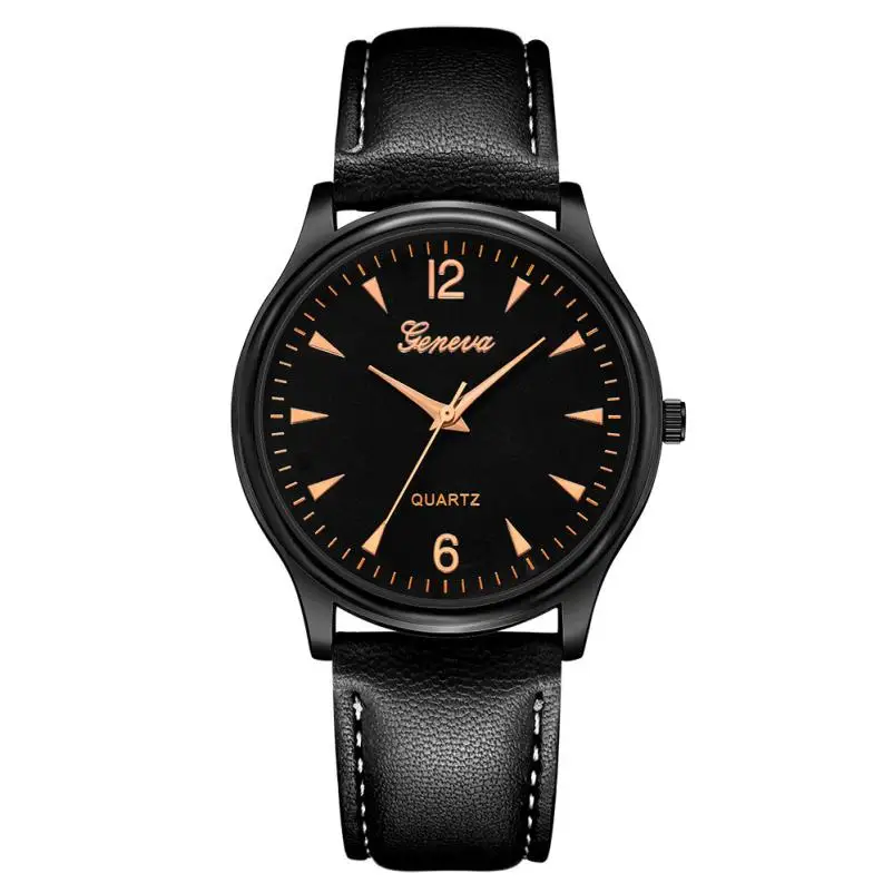 black Montre femme Роскошные Geneva ультра тонкие часы искусственная кожа черный grown мужские часы Blue Ray стекло Кварцевые аналоговые наручные часы# L05 - Цвет: black