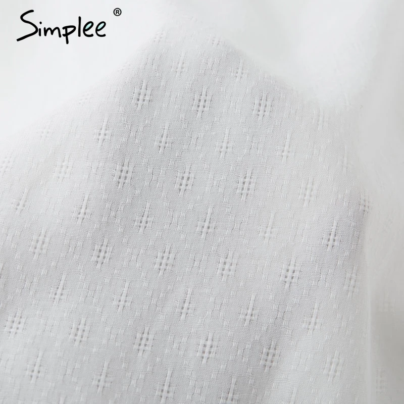 Simplee Elegant embroidery white women dress Flare sleeve ruffle sashes summer dresses Casual v-neck sexy dress female vestidos