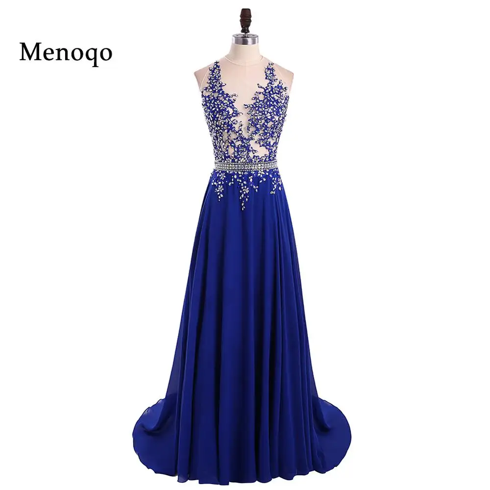 1191 W vestido de festa longo отделанное бисером блестящее ярко синий длинный Пром
