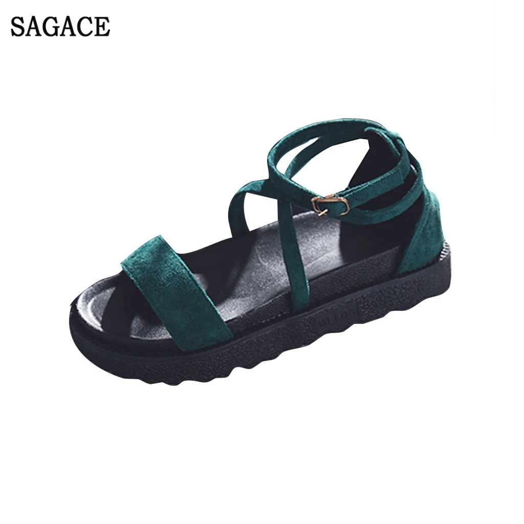 SAGACE/модные классические римские сандалии на плоской подошве с пряжкой и открытым
