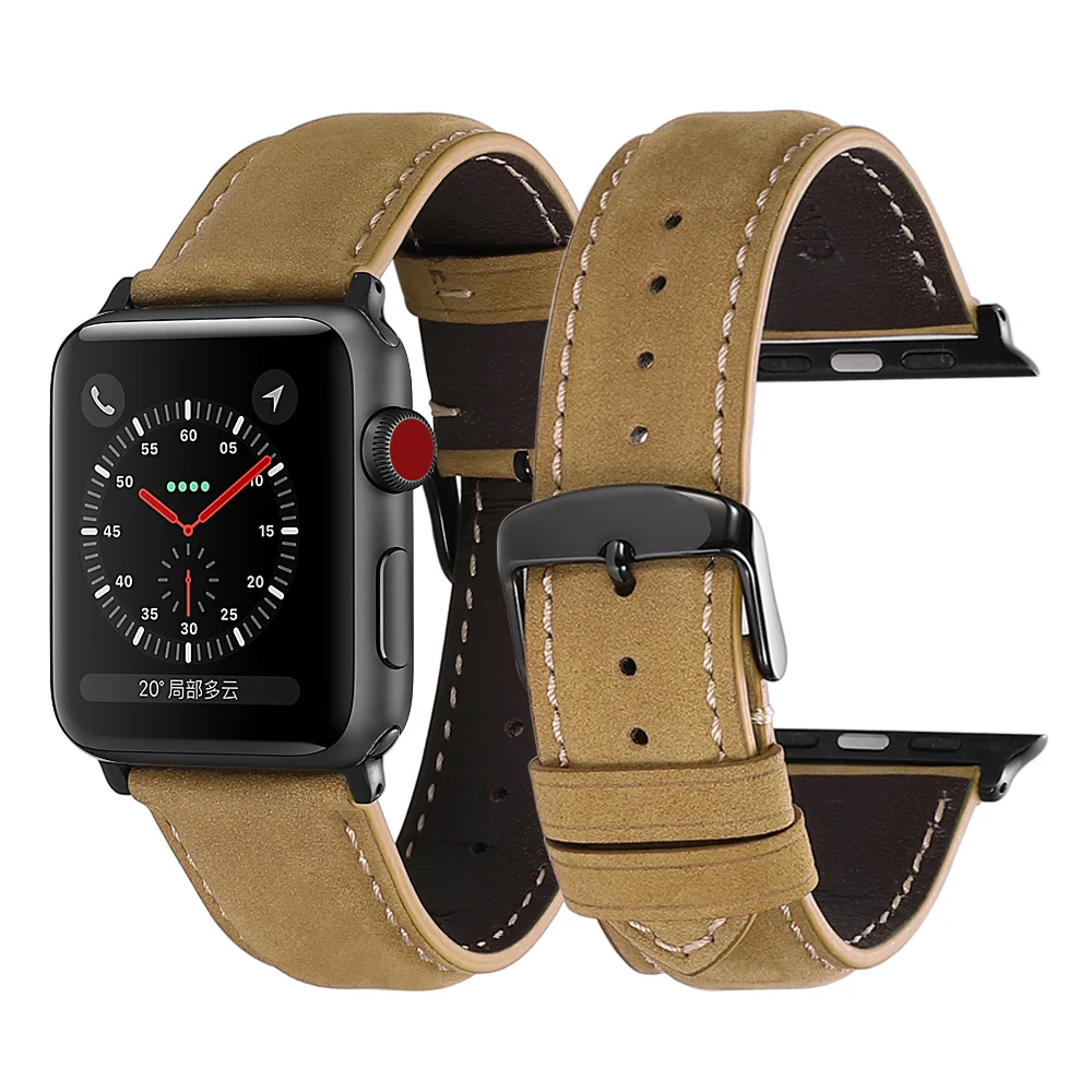 CHIMAERA Apple Ремешки для наручных часов коричневый ремень, булавка, пряжка адаптер 38 мм 42 мм/40 мм 44 мм для iWatch серии 4 серии 3 2