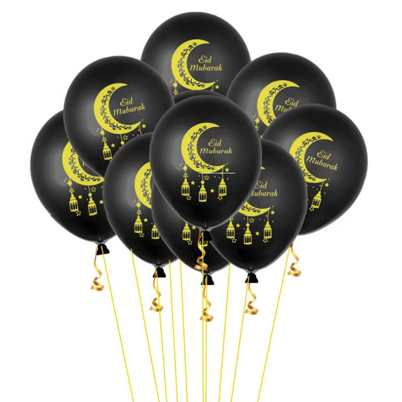 

10 happy Eid al-Fitr balloons, Islamic New Year decoration, Happy Ramadan, Muslim holiday decoration Ramadan supplies