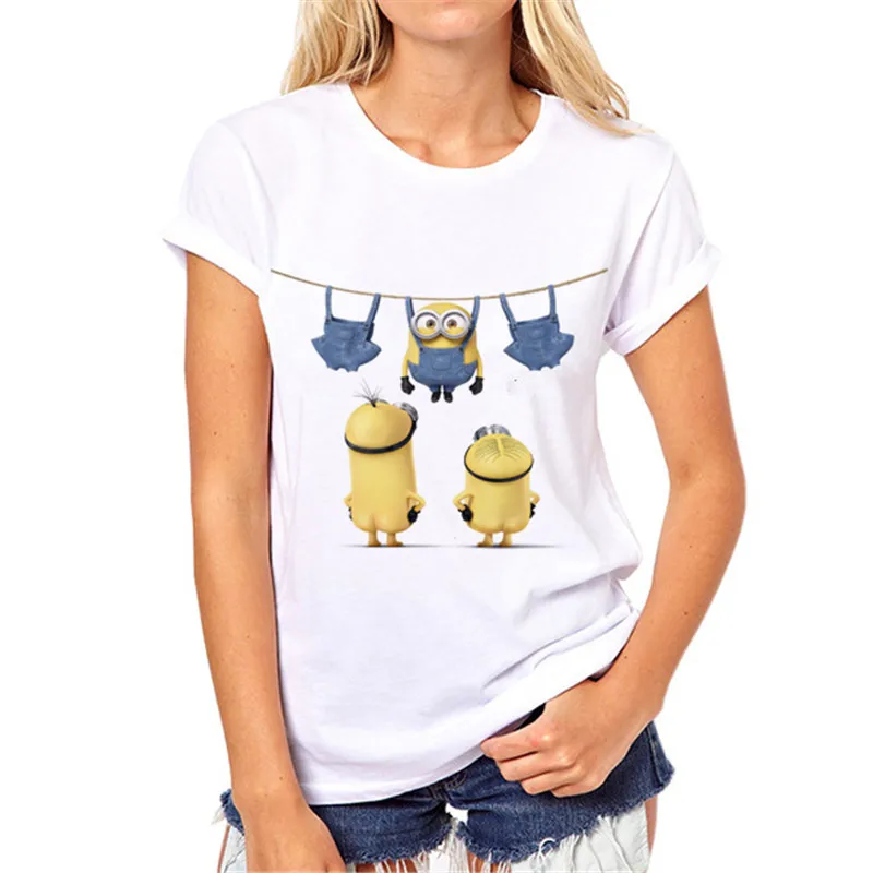 Футболка с миньонами женская летняя футболка для отдыха Милая девочек модная