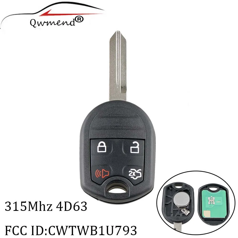 QWMEND 4 кнопки дистанционного ключа автомобиля для Ford CWTWB1U793 315 МГц 4D63 чип для Ford Edge Escape Expedition Explorer ключи автомобиля