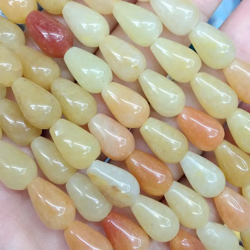 BEADZTALK модные разноцветные каменные бусины 8x12 мм падение груша Форма шарик гладкая Spacer Бусины DIY расходных материалов для изготовления ювелирных изделий - Цвет: yellow jade