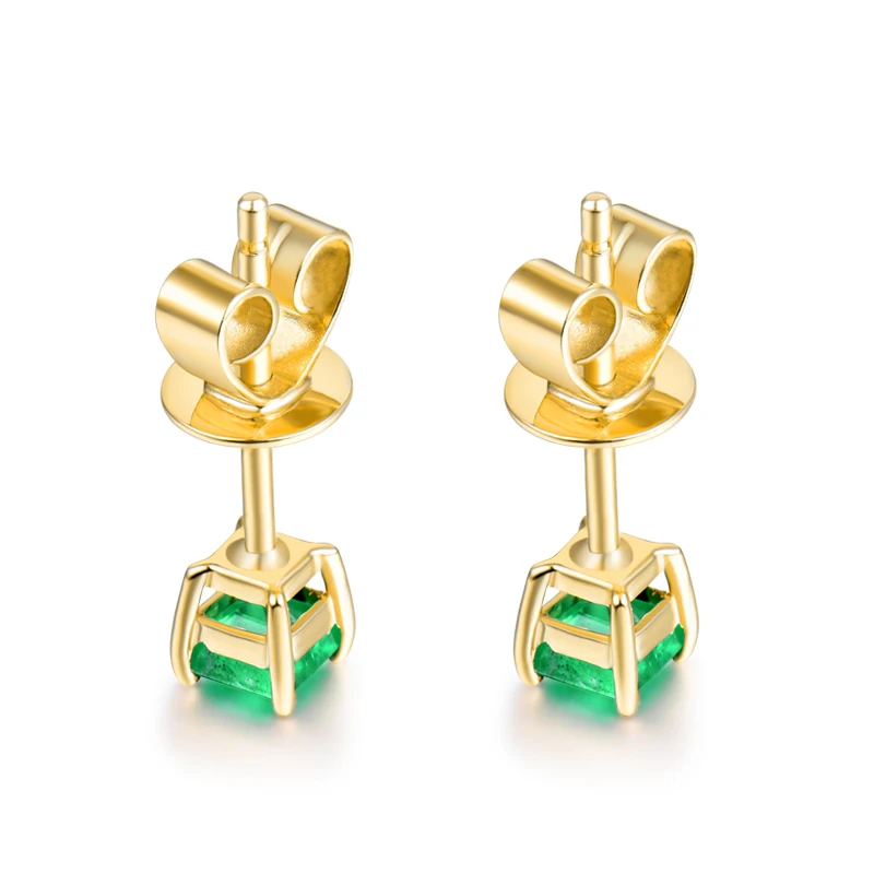 LOVERJEWELRY, 18 К, желтое золото, настоящий изумруд, женские серьги Пуссеты, серьги, натуральный драгоценный камень, свадебные украшения для женщин, вечерние ювелирные изделия, дизайн