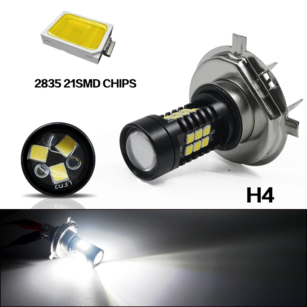2 шт. H4 H6 светодиодный фонарь мощный налобный лампы 12V 21SMD 2835 21 Вт яркий белый