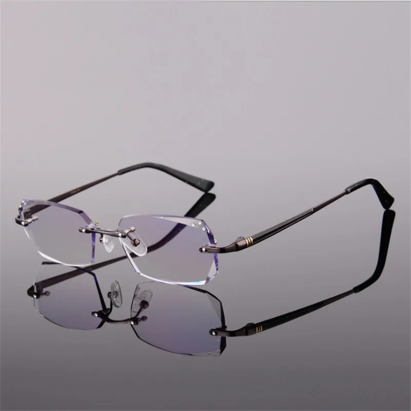 Purple 167 Lenses Титановые очки мужские без оправы по рецепту для чтения близорукость фотохромные бифокальные очки большие широкие очки с цветными линзами 2851 - Цвет оправы: Purple 167 Lenses