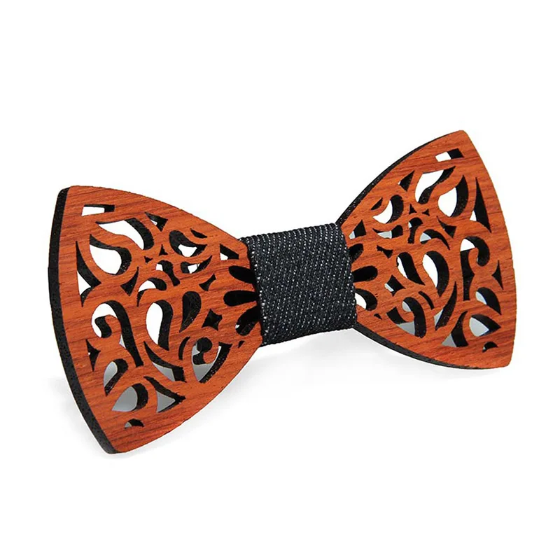 Men Handmade Wooden Bow Tie with Adjustable Strap for Anniversary Birthday Wedding TT@88