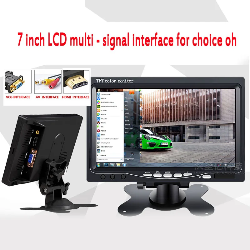 Full HD портативный монитор 7 дюймов TFT ЖК дисплей 1024x600 AV вход/VGA/HDMI пластиковый
