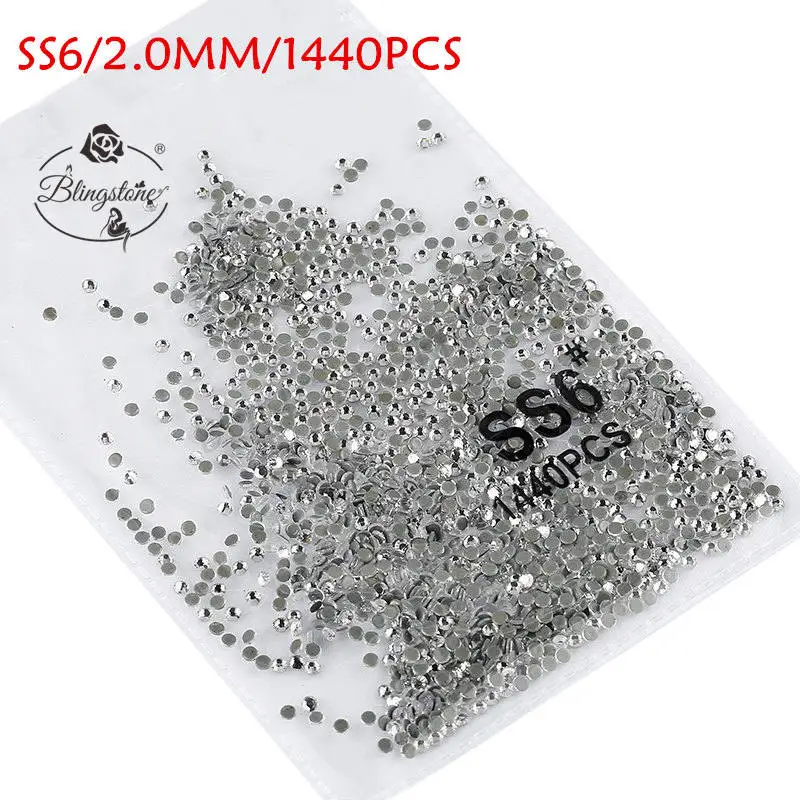 SS3-SS8 1440 шт Супер Блестящий Flatback многоцветный не горячей фиксации стразы для дизайна ногтей украшения обуви и украшение в виде танцующих фигурок - Цвет: glue white ss6 1440