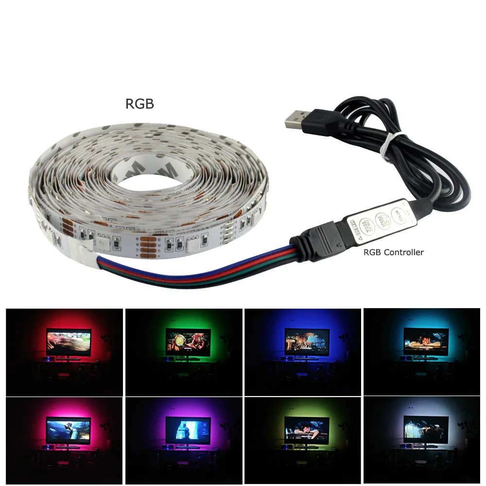 USB Светодиодные ленты 5V RGB Тира usb портами и светодиодным индикатором лента ТВ
