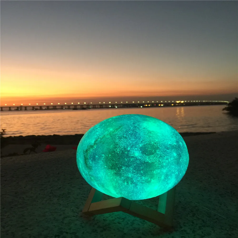 Фото 3D Луна лампа RGB светодиодный ночник красочное звездное небо лунный свет 3D Луна лампа RGB светодиодный ночник красочное звездное небо лунный свет