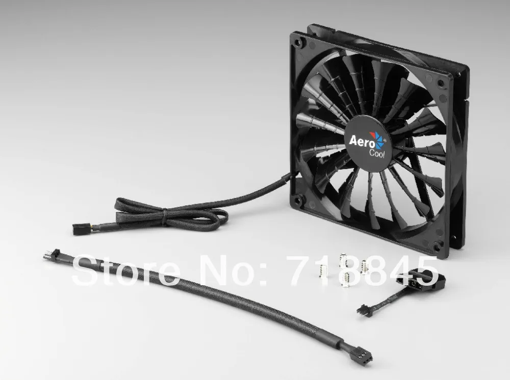 Оптовая продажа черный цвет Aerocool 12 В 4Pin 3Pin 140 мм x 25 14025 Прохладный моды 15 плавник