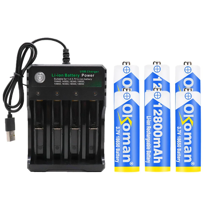 Новая Оригинальная 18650 Батарея 3,7 v 12800 mah 18650 литиевая аккумуляторная батарея для фонариков и USB зарядное устройство
