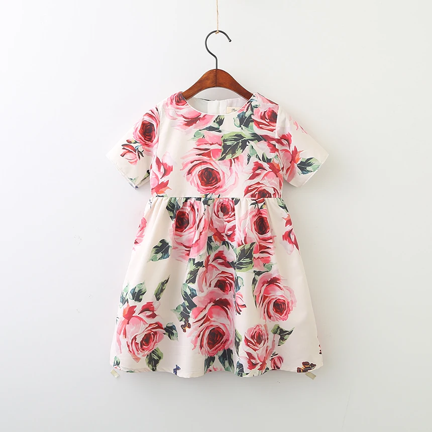

Fashion Baby Pirncess Dress Jacquard Flowers Printed Dress Spring Summer Sleeveless Dresses For Girls Costume For Kids 2-9Y
