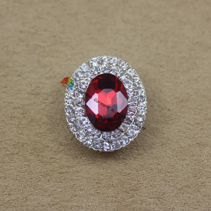 Блестящие металлические овальные пуговицы со стразами 20 шт. х25 мм центральные