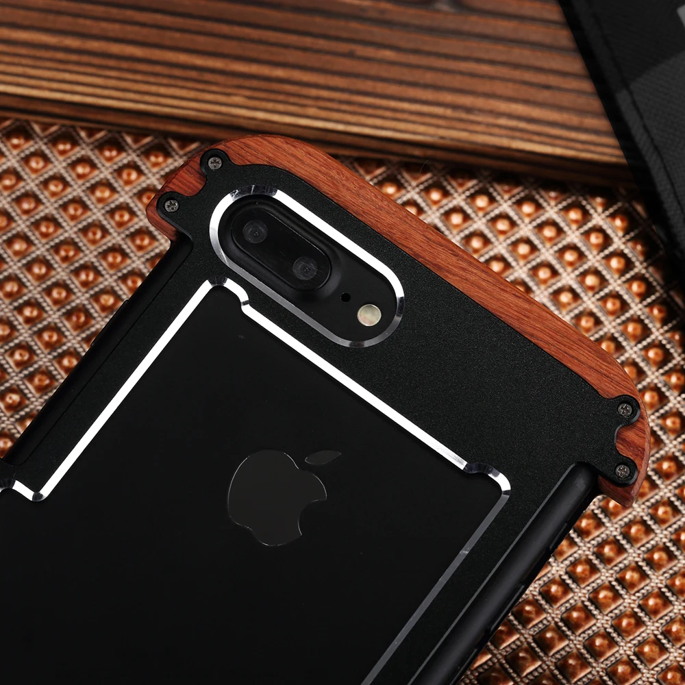 R-просто для Apple iPhone 7 чехол Роскошный бренд жесткий металлический алюминиевый деревянный защитный чехол для телефона для iPhone 6 6S 7 Plus чехол