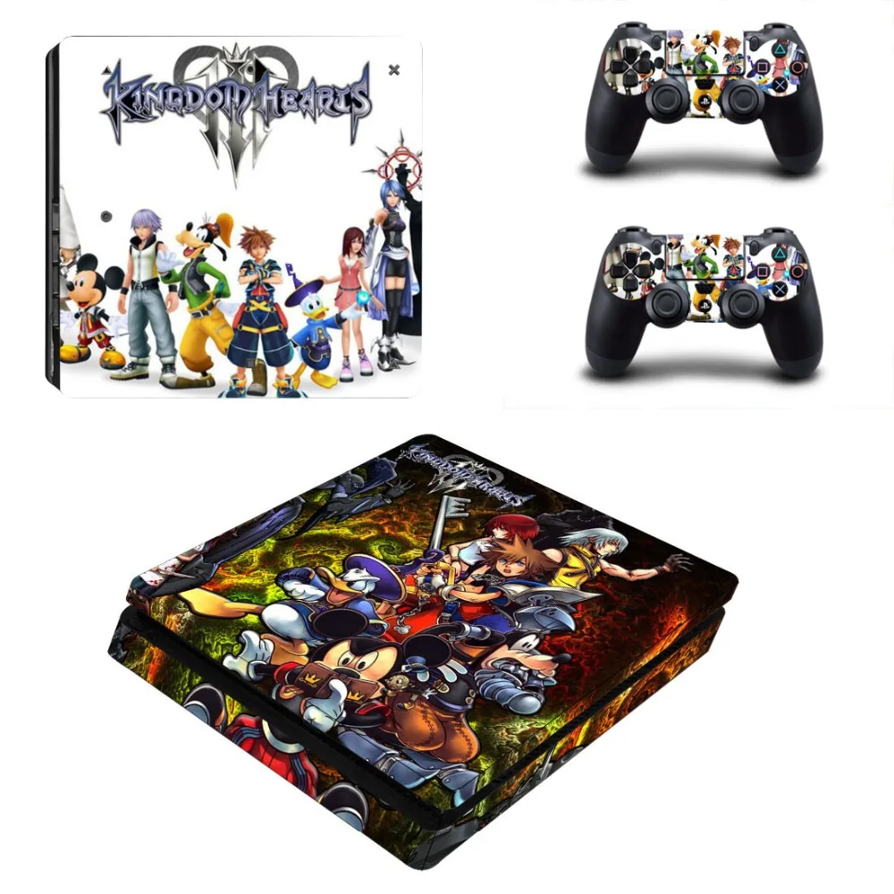Тонкая наклейка Kingdom Hearts 3 для консоли Sony PlayStation 4 и 2 контроллеров PS4 Slim|Наклейки| |