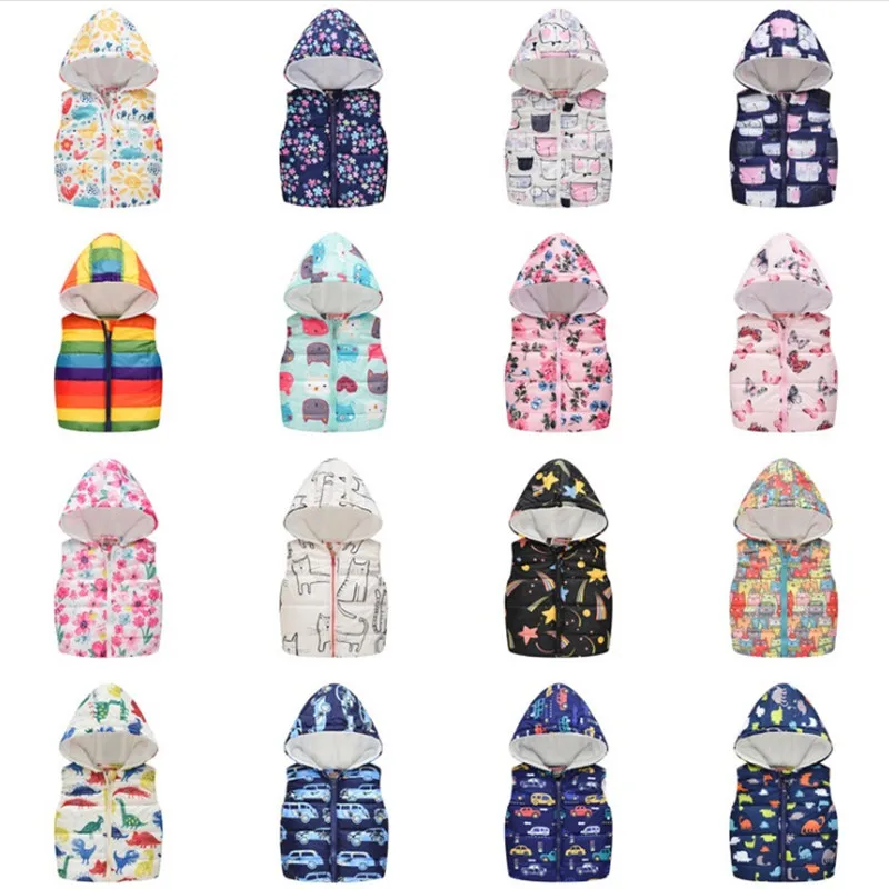 Милый детский жилет с рисунком Новинка сезон осень-зима куртки капюшоном теплые