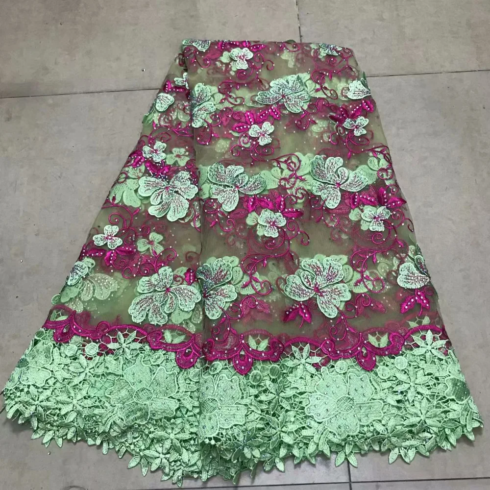 Африканская кружевная ткань США Королевский синий африканская вуаль