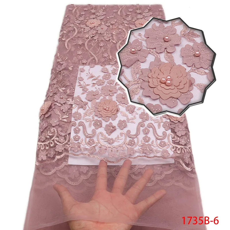 2019 Высококачественная модная французская чистая кружевная ткань 3D цветок с
