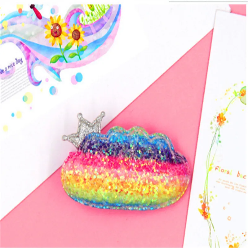 6 шт. модные блестящие заколки для волос с радужными облаками в стиле принцессы